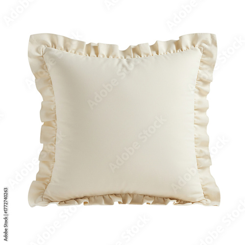 Foto Textured Cream Decorative Pillow with Ruffles - Bedroom & Sofa Accent