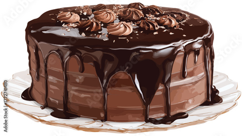 Delicious Chocolate Cake with Rich Chocolate Icing � Professional Food Photography