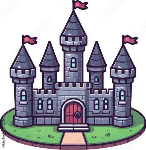 黒い屋根の城のイラスト
