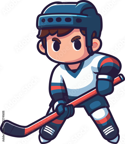 スティックを構えるアイスホッケー選手のイラスト