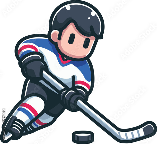 ドリブルするアイスホッケー選手のイラスト