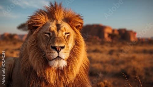 Portrait of a resting big cat in its natural habitat
