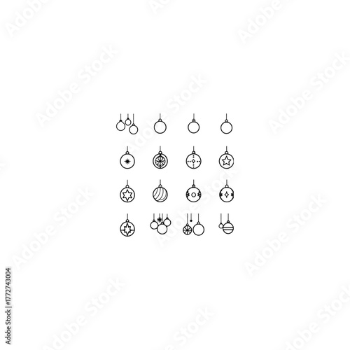 Christmas ball icon. Set of black Christmas balls. Christmas ball icons in flat design.