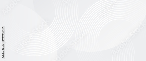 Abstract white glowing geometric lines on gray background. Modern shiny blue circle lines pattern. minimalist circle background.