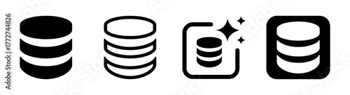 Data server icon, data and technology symbol in vector and PNG formats on transparent background with modern flat illustration for cloud storage, digital infrastructure, and network system design