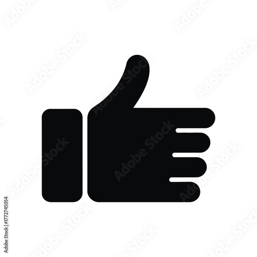 Black thumbs up icon illustration for social media approval or like button