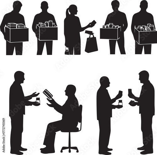 International volunteer day silhouette collection helping hands caring giving support community service