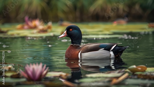 Baer's Pochard in its natural habitat, highlighting seasonal changes