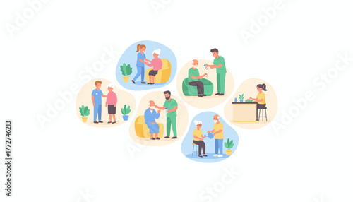 Compassionate home healthcare for seniors nurses and aides assisting elderly patients