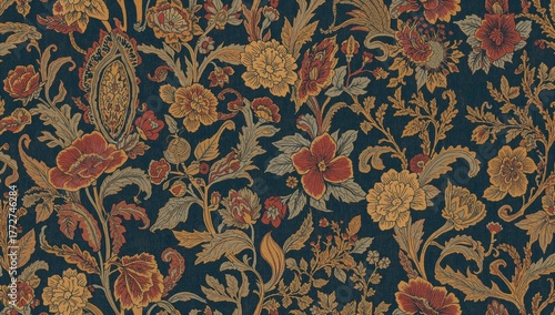 Floral seamless pattern featuring vintage paisley design, ideal for textile and wallpaper applications