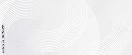 Abstract white glowing geometric lines on gray background. Modern shiny blue circle lines pattern. minimalist circle background.