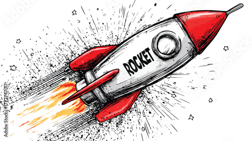 Rocket with Red Cap Vector for Creative Projects and Designs