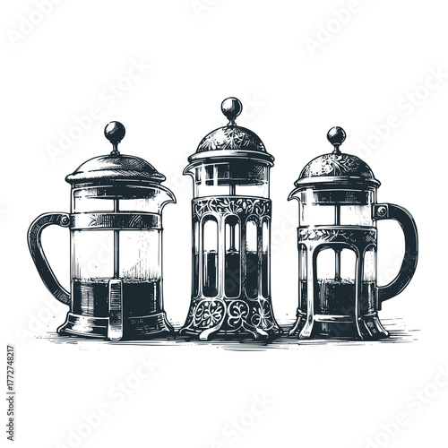 The French Press glass – Black and White Icon Vector and Illustration