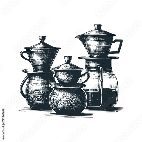 The Vietnam Drip– Black and White Icon Vector and Illustration