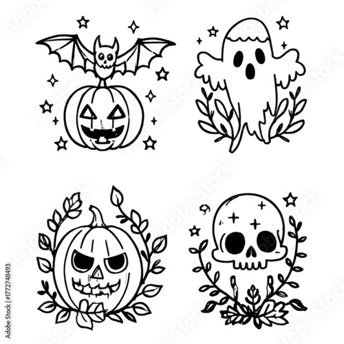 set of halloween icon elements illustrations