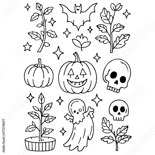 set of halloween icon elements illustrations