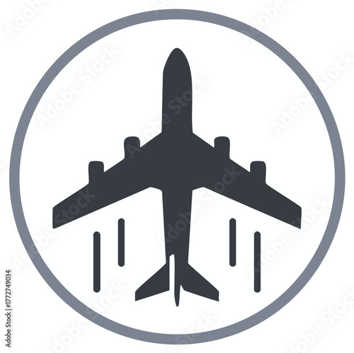 Airplane Silhouette with Chemical Trails in Circle Symbol Illustration