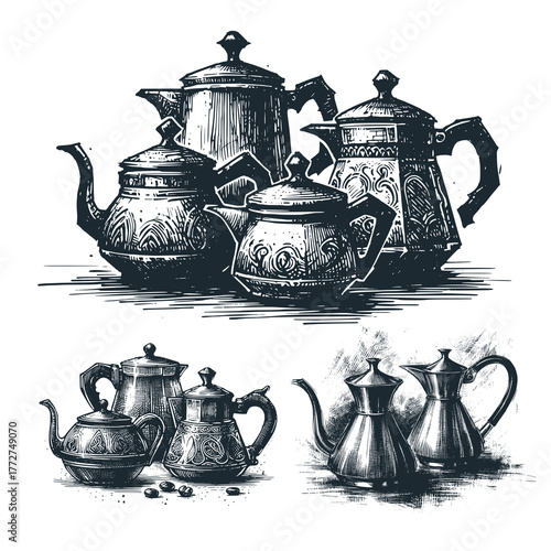 The type of kettle – Black and White Icon Vector and Illustration