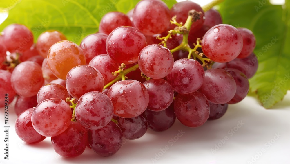Fototapeta premium Detailed view of ripe red grapes in bunches