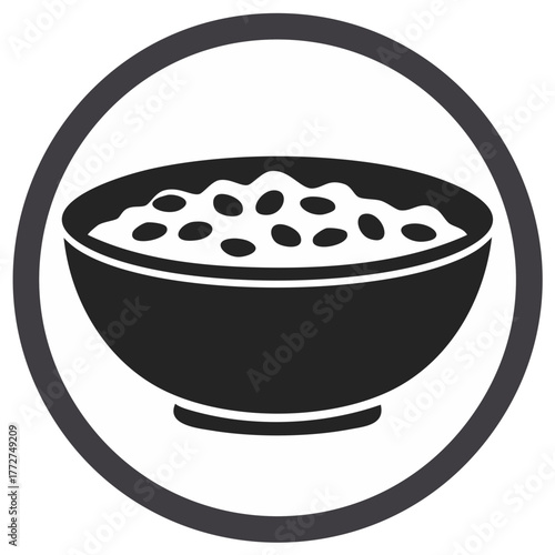 Bowl of food illustration within a circle shape for a logo or design element