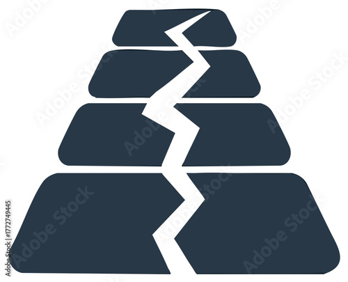 Cracked Hierarchy Pyramid Collapse Business Failure Structual Instability Illustration