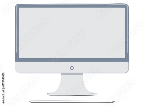 Modern all-in-one computer with display and stylus on a white background