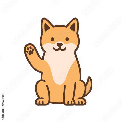 dog say hello with hand