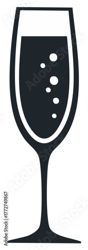 Minimalist sparkling wine glass illustration with effervescent bubbles ready for celebration