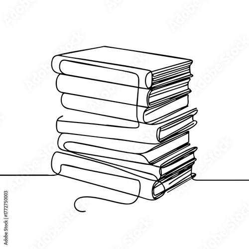 Simple line drawing of stack of books for International Day of Education