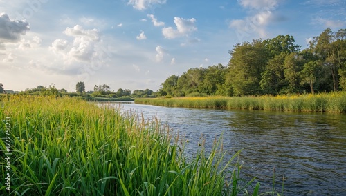 Lush Greenery Along the Scenic Waterway