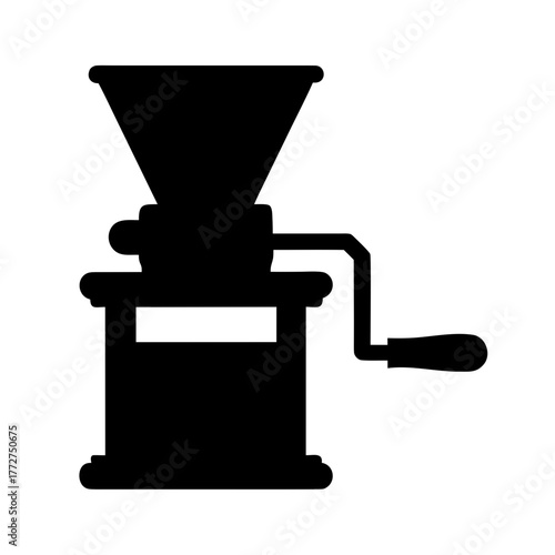 Vintage manual coffee grinder silhouette