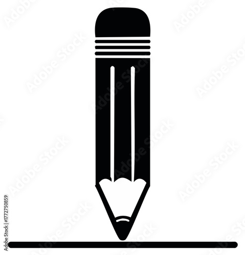 Black pencil drawing a straight line graphic icon representation