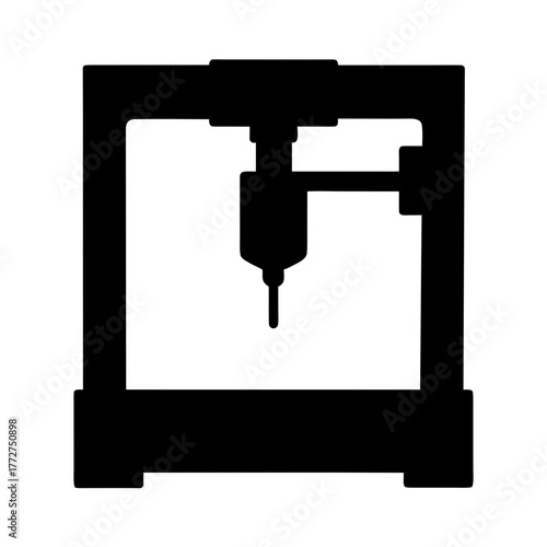 Industrial cnc machine in a stark black silhouette