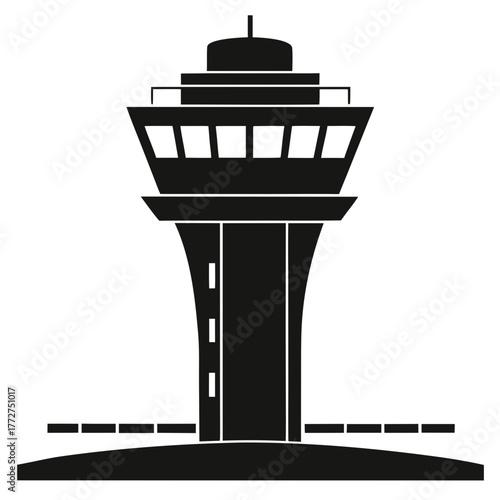 Modern airport control tower silhouette for aviation services