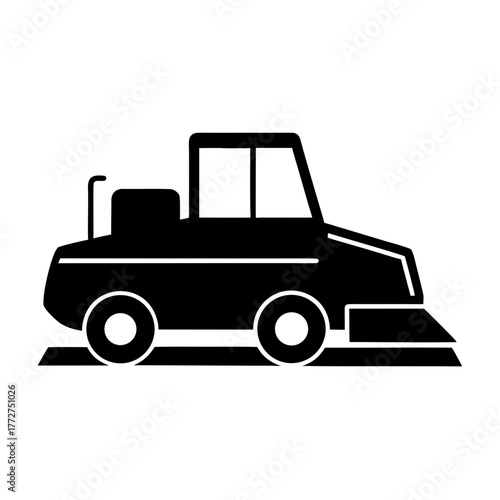 Industrial street sweeper vehicle silhouette for cleaning services