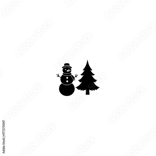 Snowman silhouette , snowman vector