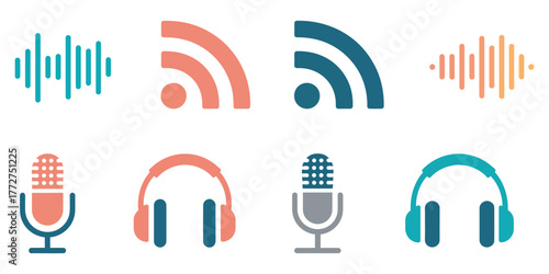 Minimalist Podcast And Audio Icons Set