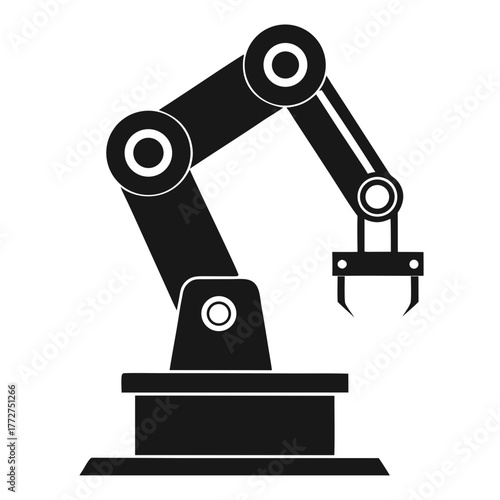 Industrial robotic arm in a black silhouette