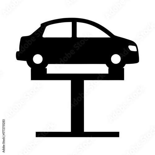 Car lift service silhouette for automotive repair and maintenance