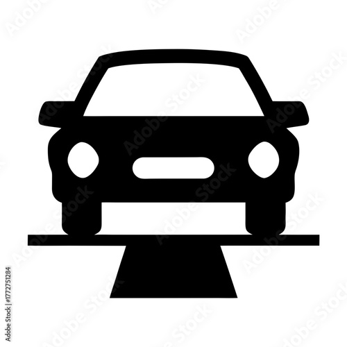 Front view of a car silhouette on a road