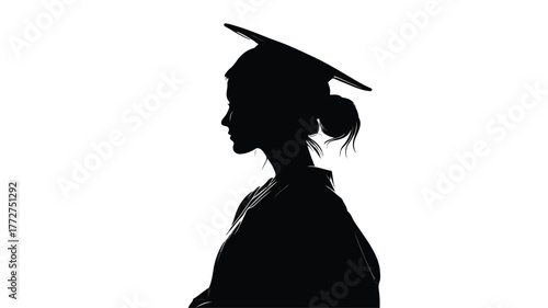 Female Graduate Silhouette Vector isolated on White Background for Education and Career Concepts