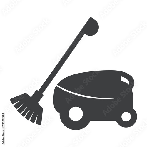 Broom and vacuum cleaner cleaning tools silhouette