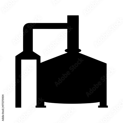 Industrial distillation apparatus silhouette for chemical processing