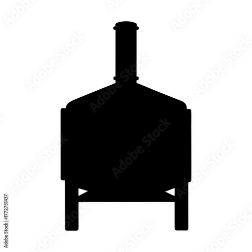 Industrial distillation apparatus silhouette on white background