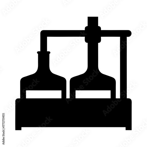Distillation apparatus silhouette in a laboratory setting silhouette