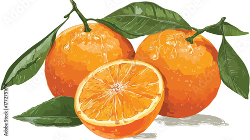 Vibrant Fresh Orange Fruit Design with Sweet Dessert Vector Illustration