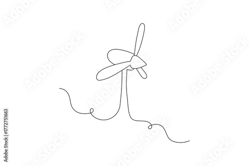 Wind turbine icon continuous one line drawing minimalist style vector illustration
