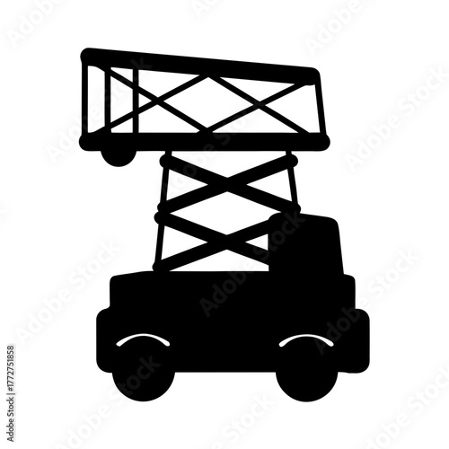 Scissor lift construction vehicle silhouette for industrial work
