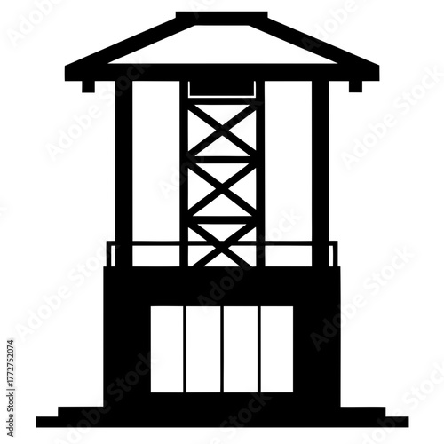 Black silhouette of a traditional japanese pagoda tower