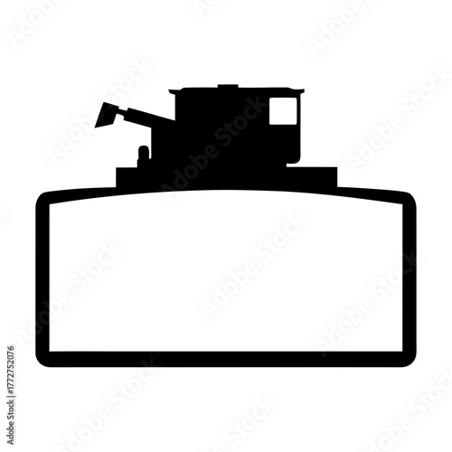 Black silhouette of a combine harvester on a white background silhouette
